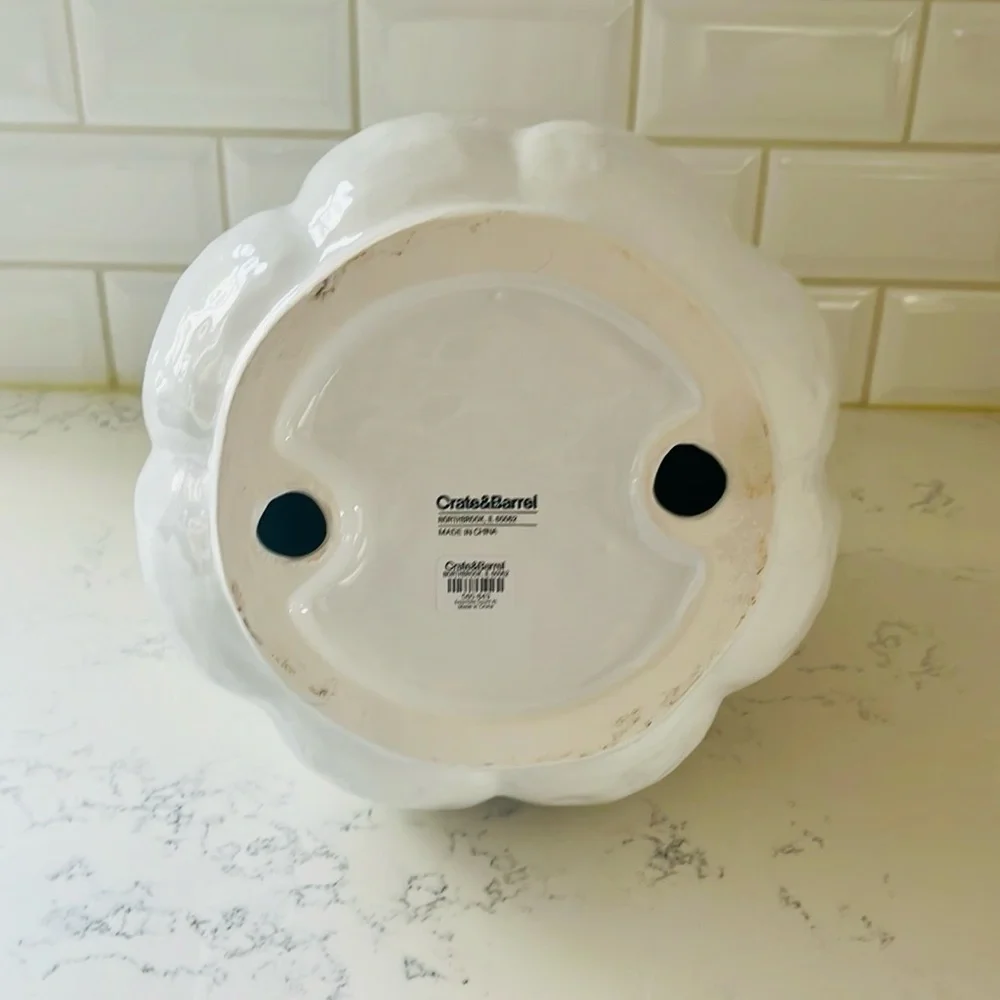Crate&Barrel XLarge White Ceramic Gourd